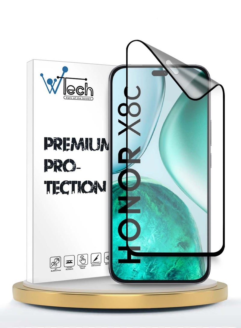 Wtech Honor X8c 4G 2025 Premium Nano Ceramic Full Glue Full Cover Matte Flexible Screen Protector (MSCNMN) - Clear/Black - Image 1