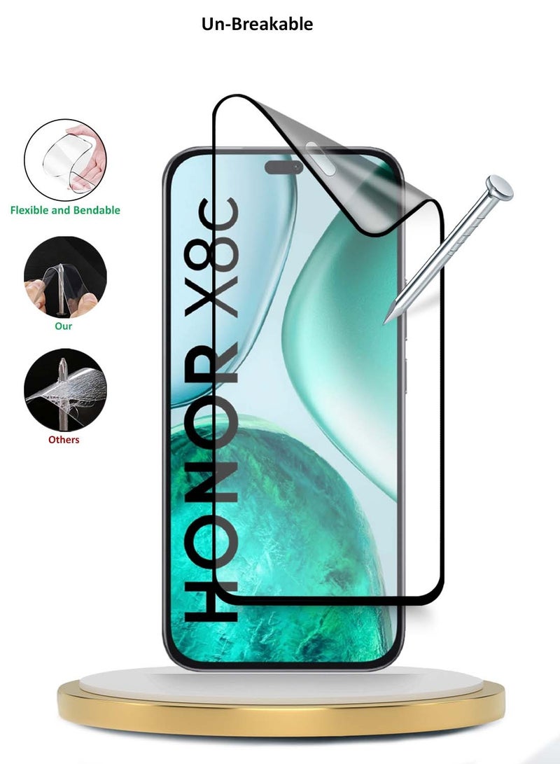 Wtech Honor X8c 4G 2025 Premium Nano Ceramic Full Glue Full Cover Matte Flexible Screen Protector (MSCNMN) - Clear/Black - Image 3