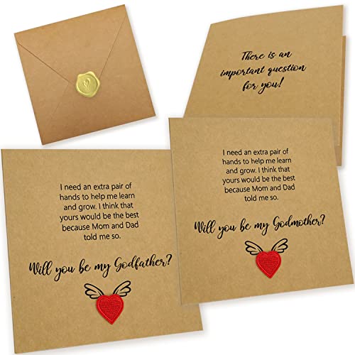 HAMUIERS Will You Be My Godparents Proposal Card, Godparents Proposal Gift, Godparents Gifts from Godchild, Godparents Request Asking Card for Baptism - Godmother and Godfather Set of 2 - Image 1