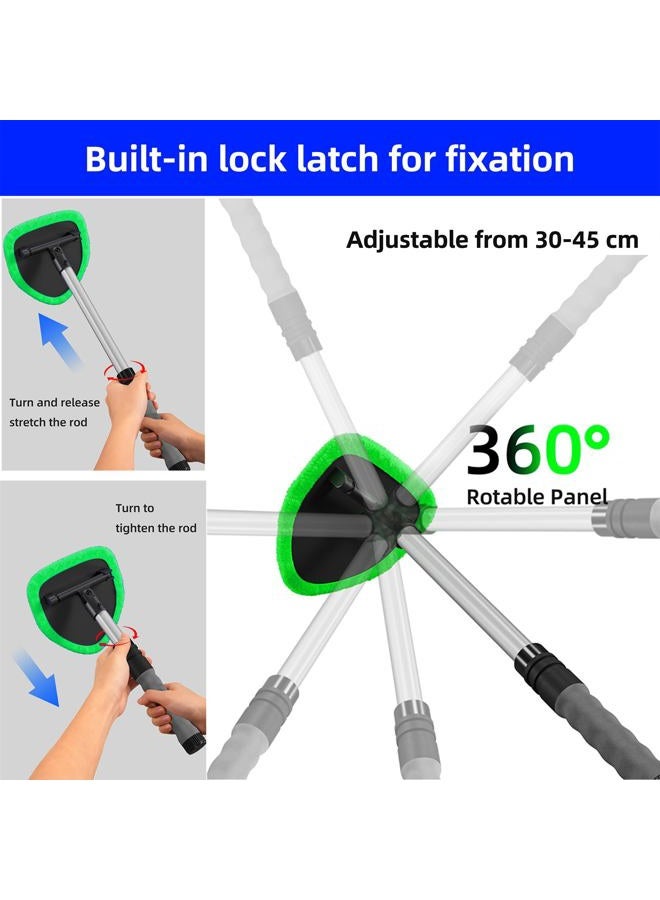 desin Windshield Cleaning Tool, Car Window Cleaner Windshield Cleaner with 4 Reusable and Washable Microfiber Pads and Extendable Handle Auto Inside Glass Wiper Kit (Green) - Image 3