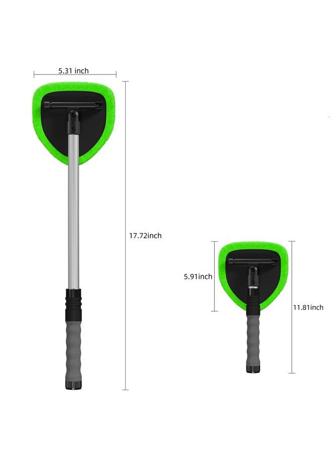 desin Windshield Cleaning Tool, Car Window Cleaner Windshield Cleaner with 4 Reusable and Washable Microfiber Pads and Extendable Handle Auto Inside Glass Wiper Kit (Green) - Image 2