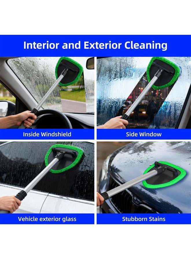 desin Windshield Cleaning Tool, Car Window Cleaner Windshield Cleaner with 4 Reusable and Washable Microfiber Pads and Extendable Handle Auto Inside Glass Wiper Kit (Green) - Image 4