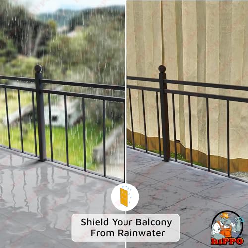 HIPPO HDPE Coated Waterproof Outdoor Balcony Curtain 260 GSM – Rain, Sun & Dust Protection Light Filtering Curtains for Home, Garden, Veranda & Hotel (4 Feet X 9 Feet, 2IN1 Ivory-Glow, 2 PC) - Image 3
