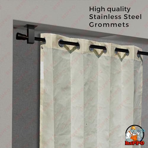 HIPPO HDPE Coated Waterproof Outdoor Balcony Curtain 260 GSM – Rain, Sun & Dust Protection Light Filtering Curtains for Home, Garden, Veranda & Hotel (4 Feet X 9 Feet, 2IN1 Ivory-Glow, 2 PC) - Image 4