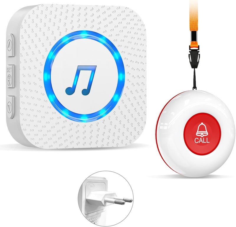 ChunHee Emergency Button Elderly with Alarm Seniors Integrated Wireless Receiver with SOS Alarm 150 Meters Notice and Receiver for Elderly - Image 1