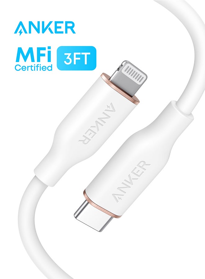 Anker PowerLine III Flow, USB C to Lightning Cable for iPhone 14/14 Pro/14 Pro Max/13/12/11/XS/XR/8 Plus [MFi Certified, 3ft, Cloud White] Supports Power Delivery, Silicone Cable (Charger Not Included) - Image 1