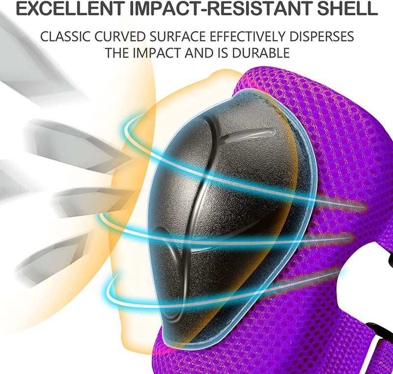 TCCVANAS Kids Bike Helmet Set, CPSC Certified with Knee Pads Elbow Pads Wrist Guards,Adjustable Helmet for Ages 5-8-12-15 Toddler Kids&Youth,Bicycle Skateboarding Helmet Scooter Roller Skate(Purple) - Image 4