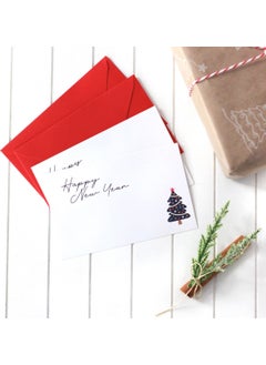 Bimotif Christmas pine-figured card set with envelope, Happy New Year 2 pieces (Navy Blue) 