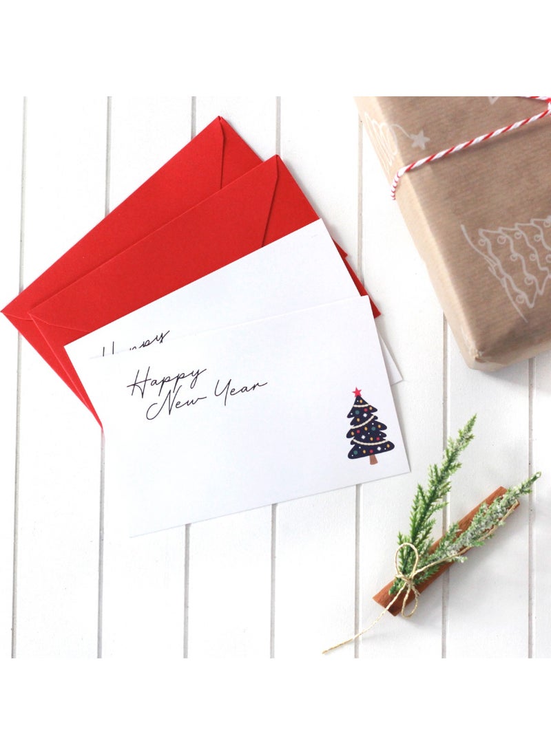 Bimotif - Christmas pine-figured card set with envelope, Happy New Year 2 pieces (Navy Blue) - Image 1
