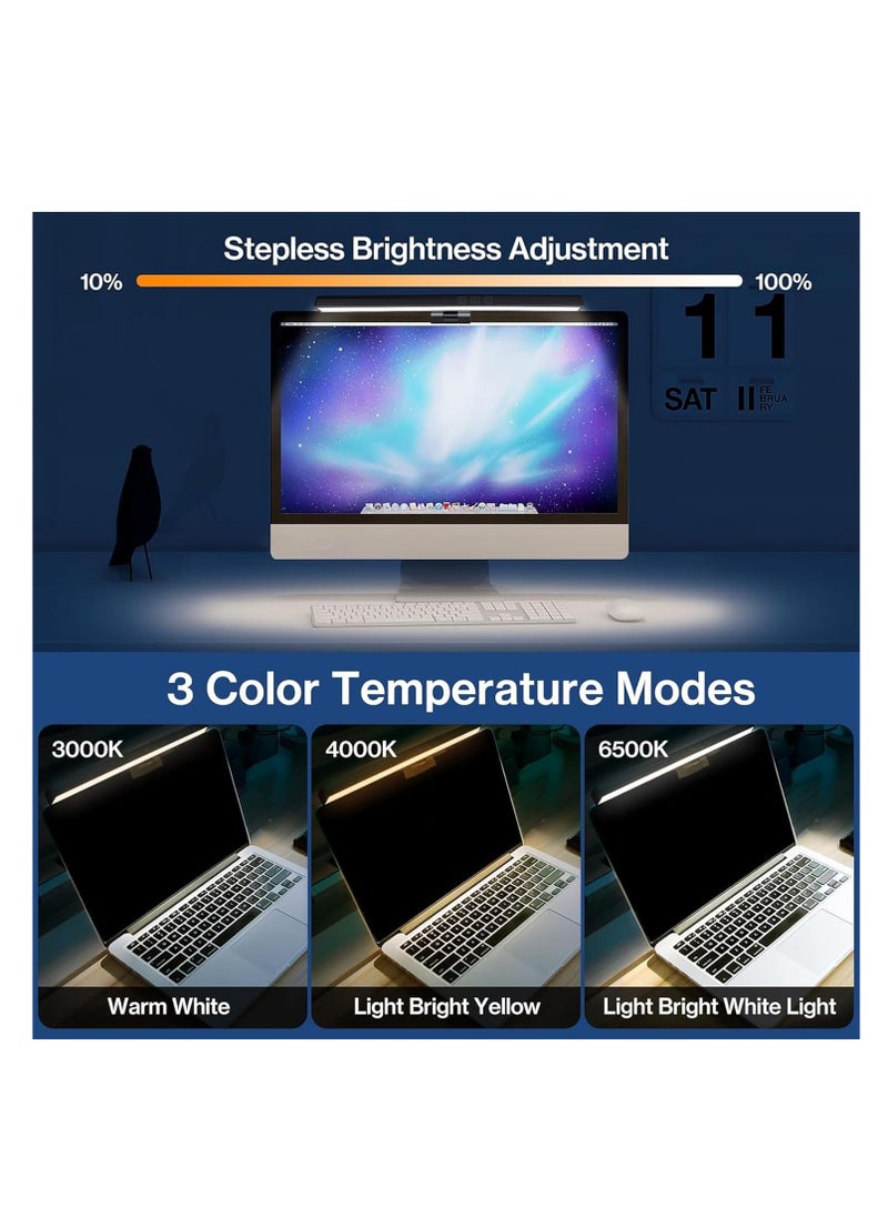 Kiboule - USB Powered Computer Monitor Laptop Lamp for Office/Home/Gaming/Desk with Adjustable Brightness/Color 33cm - Image 1