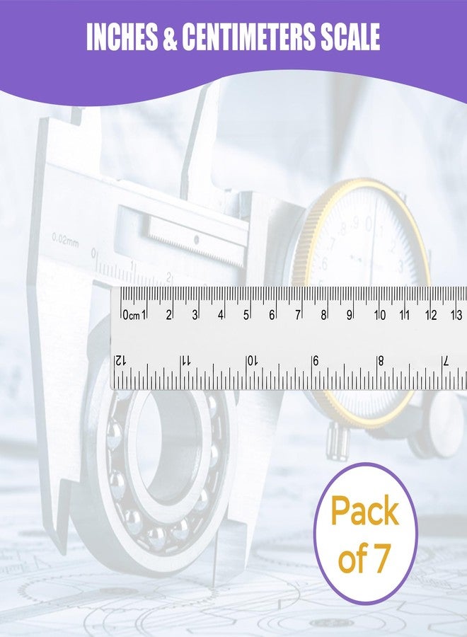 FeFu 7 Pack Clear Plastic 12 Inch Ruler, Dual Scale Inches and Centimeters, Injection Molded - Image 2