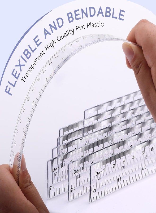 FeFu 7 Pack Clear Plastic 12 Inch Ruler, Dual Scale Inches and Centimeters, Injection Molded - Image 3