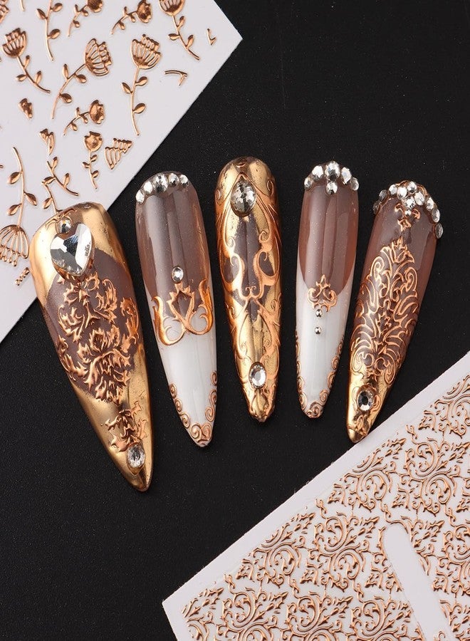 ماي كرييت ملصقات تزيين الأظافر من MAYCREATE®، 30 ورقة، ملصقات تزيين أظافر ثلاثية الأبعاد بنقوش ذهبية وردية، ملصقات أظافر معدنية عصرية بدون تكرار، مثالية لتزيين الأظافر بنفسك، إكسسوارات تزيين الأظافر للأطراف والتصاميم الجل. - Image 3