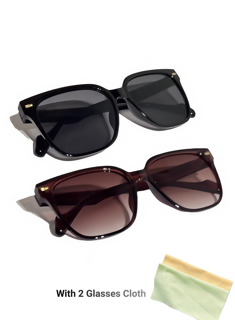 ARUWA 2 Pcs Anti Eyestrain Eyewear, UV & Anti Glare for Outdoor Anti Eyestrain Eyewear for Women Men (Black/Coffe) - Image 2