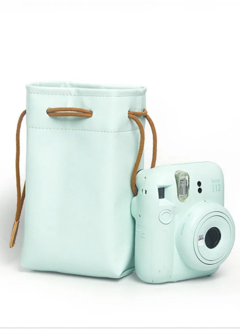 Generic Universal Instant Camera PU Leather Waterproof Drawstring Bag Portable Storage Pouch for Instax Mini 12/11/9/8/90/EVO/Liplay Soft Scratch-Proof Microfiber Liner Compact Travel Case  - Image 4