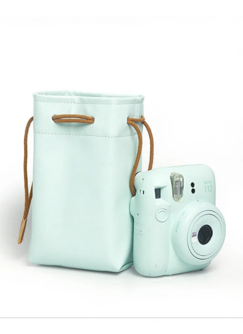 Generic Universal Instant Camera PU Leather Waterproof Drawstring Bag Portable Storage Pouch for Instax Mini 12/11/9/8/90/EVO/Liplay Soft Scratch-Proof Microfiber Liner Compact Travel Case  - Image 5