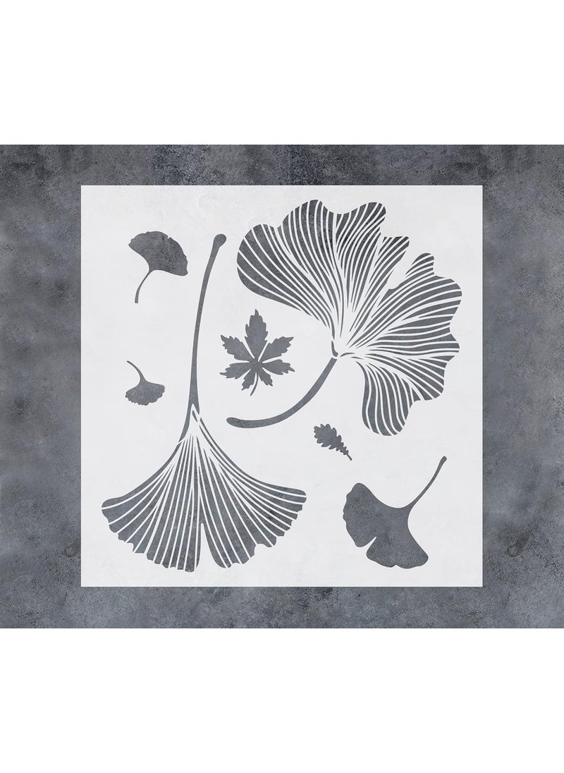 G GSS Designs GSS Designs Chinese Ginkgo Stencils Reusable Stencil for Painting Walls Floors Wood Furniture Floral Leaf Stencil for Walls  - Image 1