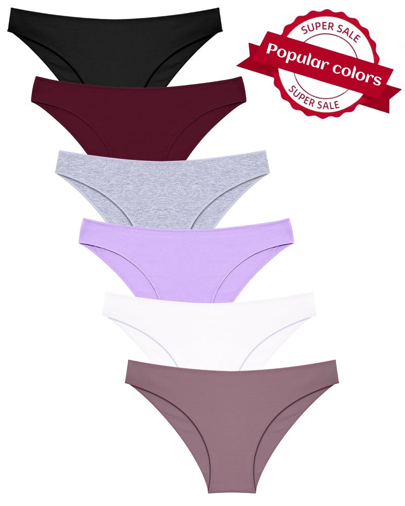 FINETOO 6 Pack Cotton Underwear for Women Cute Low Rise Bikini Panties High Cut Breathable Sexy Womens Cheeky S-XL - Image 3