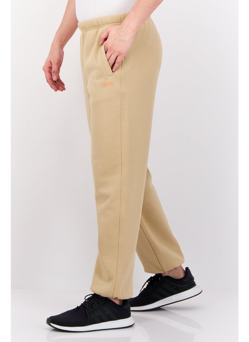 ESPRIT - Men Regular Fit Brand Logo Sweatpants, Tan - Image 1