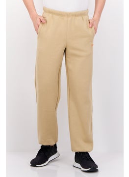 Men Regular Fit Brand Logo Sweatpants, Tan