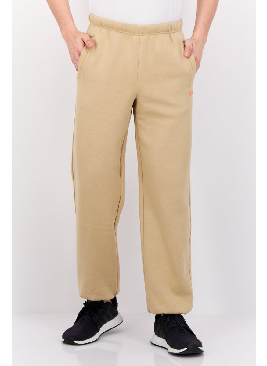 ESPRIT - Men Regular Fit Brand Logo Sweatpants, Tan - Image 1