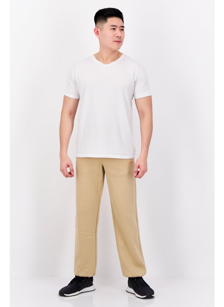 ESPRIT - Men Regular Fit Brand Logo Sweatpants, Tan - Image 1