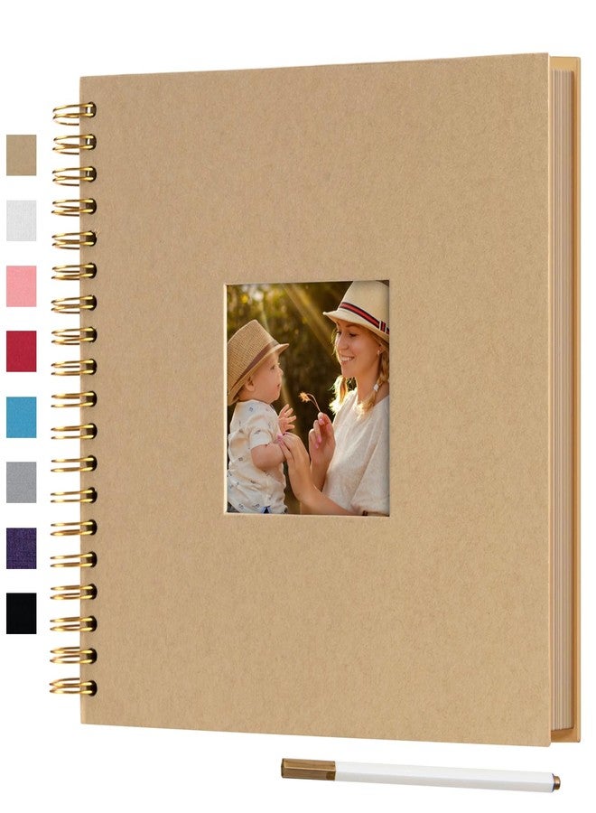 Gearchic 10 x 10 Inch DIY Scrapbook Photo Album with Cover Photo 80 Pages Hardcover Craft Paper Photo Album for Guest Book, Anniversary, Valentines Day Gifts (Brown, 10 x 10 inch) - Image 1