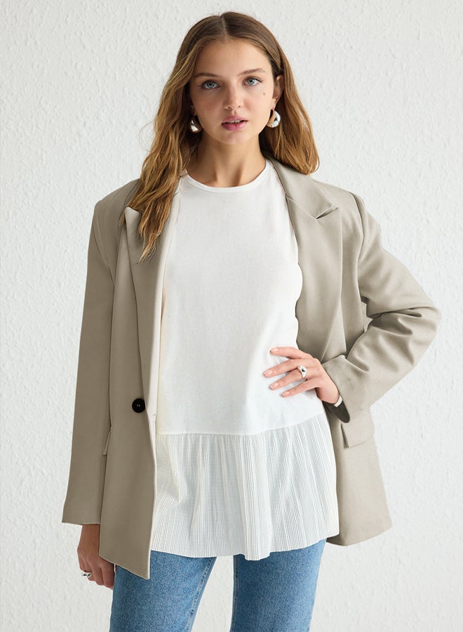 trendyol White top with Pleat Detail Sleeveless Knitted Undershirt Blouse - Image 1