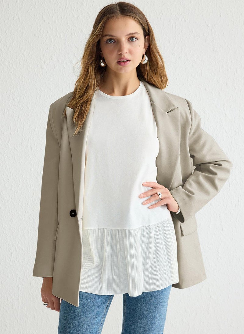 trendyol White top with Pleat Detail Sleeveless Knitted Undershirt Blouse - Image 1