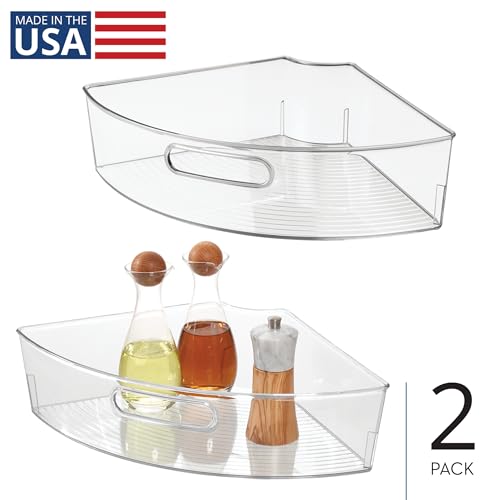iDesign Clear Plastic 14 Wedge Bin for Corner Lazy Susan Cabinet Kitchen Cabinet Organizer 2Pack - Image 3