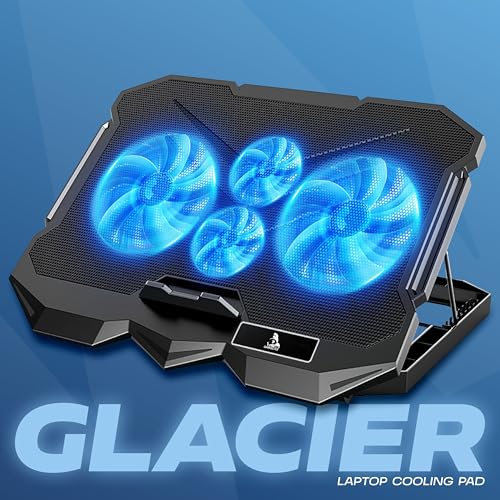 TAG GAMERZ Glacier 4 Fans Laptop Cooling Pad with Dual USB Port | 5 Adjustable Height Angles with LCD Display | Silent Cooling Pad with Under 21 dBA| Dual-USB-Port with LCD Display - Image 2