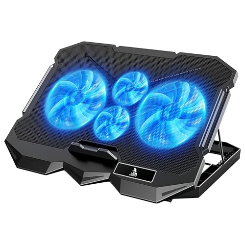 TAG GAMERZ Glacier 4 Fans Laptop Cooling Pad with Dual USB Port | 5 Adjustable Height Angles with LCD Display | Silent Cooling Pad with Under 21 dBA| Dual-USB-Port with LCD Display - Image 1