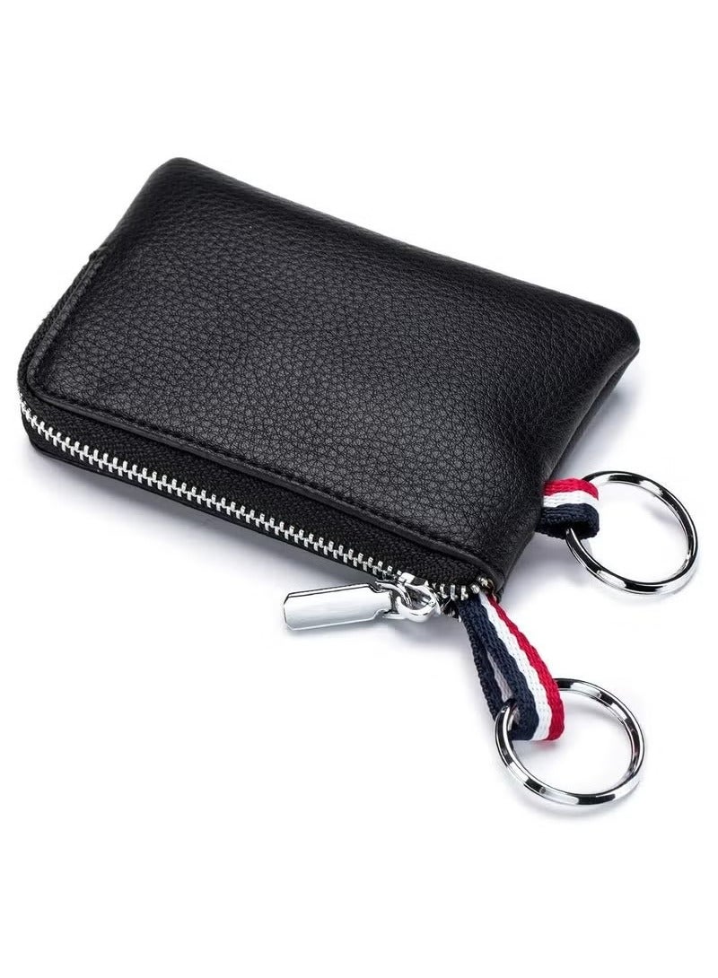 Leather Coin Purse Wallet with Key Holder - Mini Credit Card and Change Pouch for Men and Women - Image 1