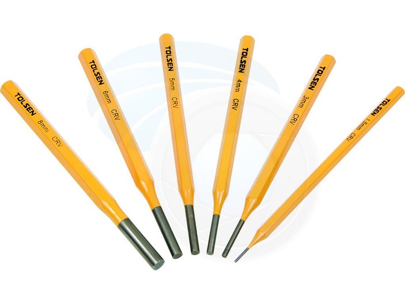 TOLSEN 6pcs Professional Steel Vanadium Heavy Duty Nail Punch Tool Set & Case - Image 3