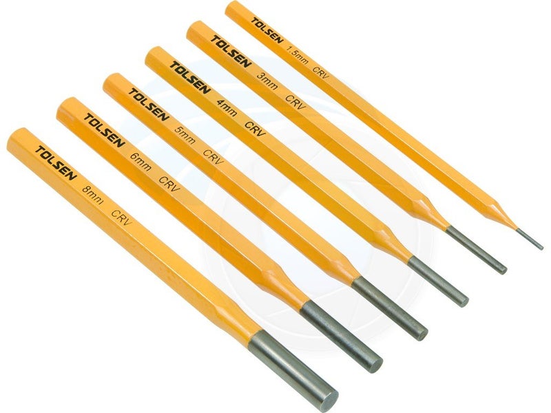 TOLSEN 6pcs Professional Steel Vanadium Heavy Duty Nail Punch Tool Set & Case - Image 2