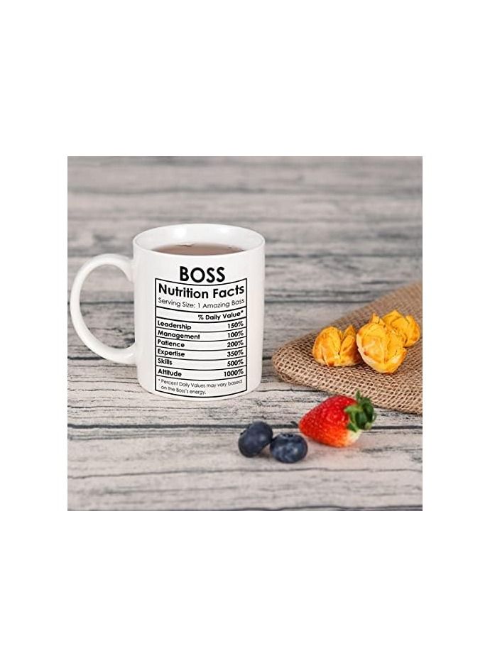 Boss Coffee Mug Best Boss Birthday Gifts for Women Men Funny Boss Appreciation Gift Happy Boss Day Gifts Ideas Office Boss Lady Mug Gifts Boss Nutrition Facts Mug
