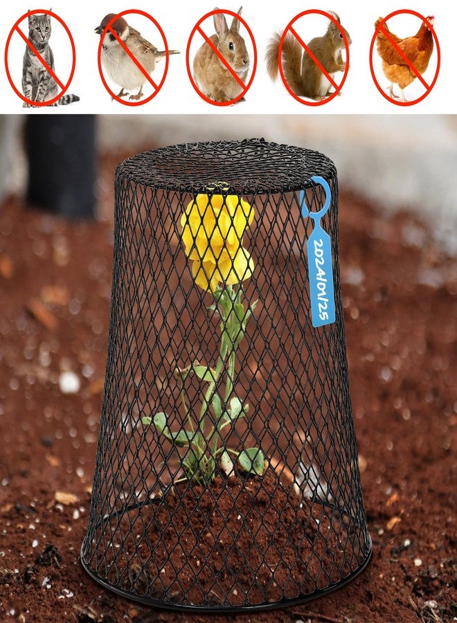 SOUJOY 10 Pieces Chicken Wire Plant Covers, Garden Cloche with 30 Garden Stakes and 20 Waterproof Labels, Metal Cage Protector Basket for Keeping Bunnies Chicken Squirrels Birds Out - Image 5