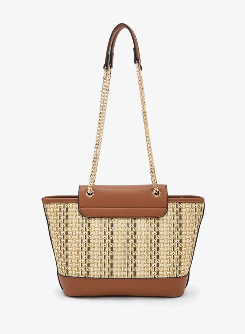 Celeste TAN Textured Tote Bag With Chain Handle for Women | Best Price UAE