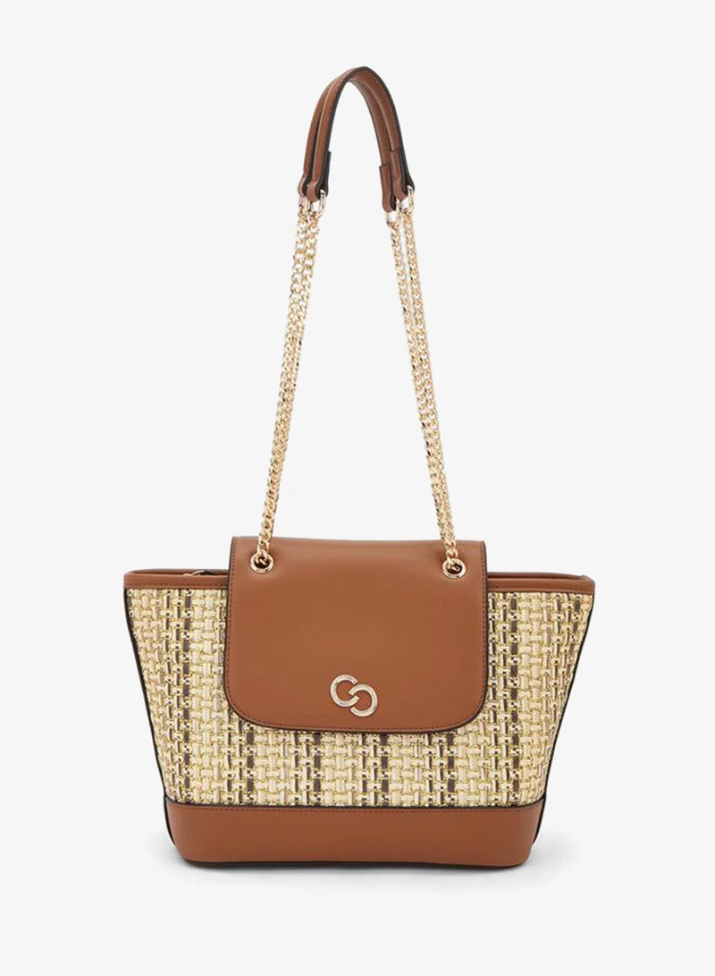 Textured Tote Bag With Chain Handle