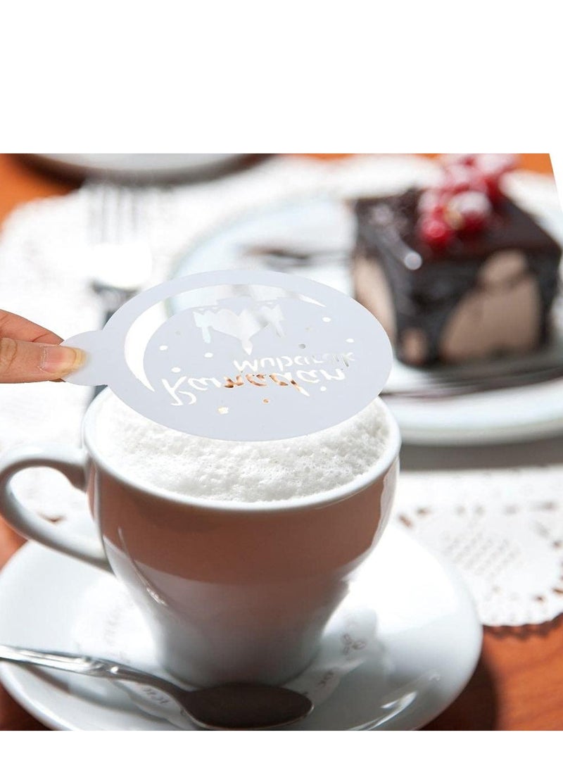 Barakah 16Pcs Eid Ramadan Coffee Decorating Stencils Reusable Cake Cookies Baking Painting Journal Mold Tools Templates Decor, Dessert Coffee Chocolate DIY Craft Islamic Ramadan Party Supplies - Image 2