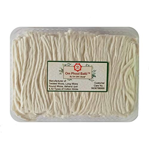 Om Phool Batti Long Cotton Wicks for Diya, Lambi Batti for Puja, (Pack of 1, White) (5100) - Image 1