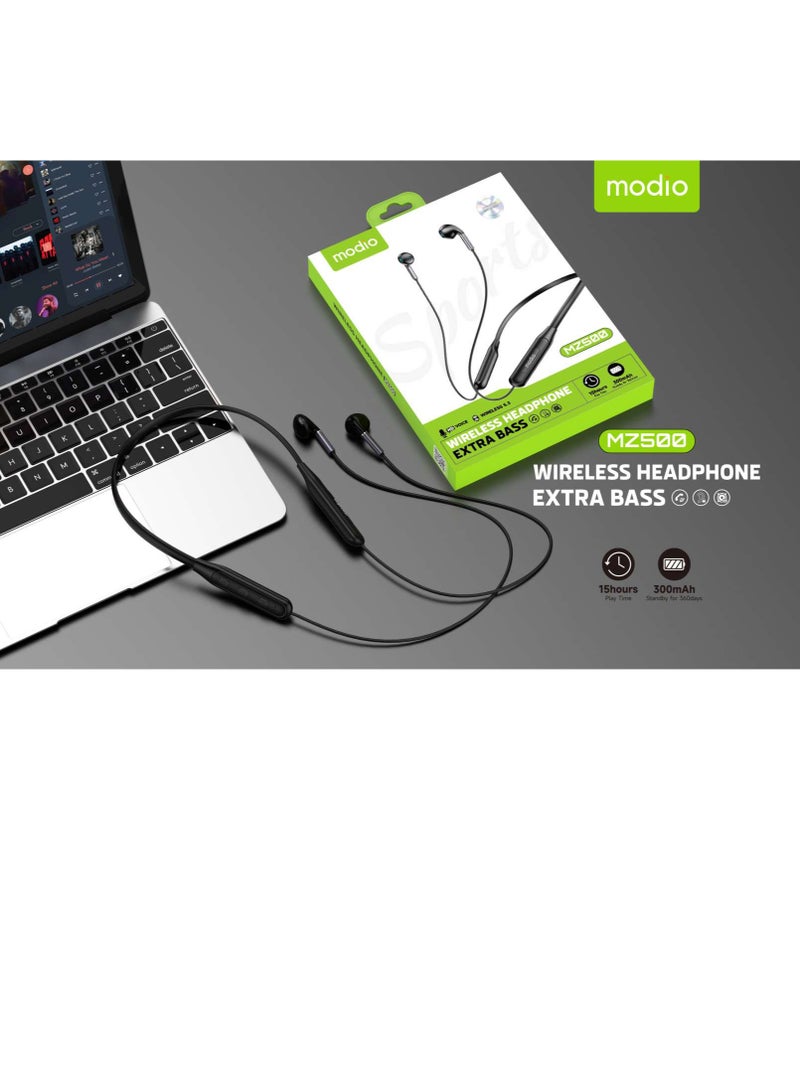 موديو سماعة رأس لاسلكية Modio MZ500 بسوار للرقبة مع بلوتوث 5.3 وعمر بطارية يصل إلى 15 ساعة - Image 3