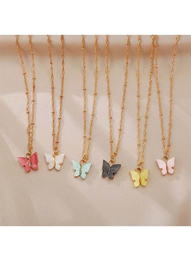 Ant 6-Piece Dainty Butterfly Pendant Necklace Set for Women Girl, Minimalist Personalized Clavicle Chain Jewelry (Multiple Colors)  - Image 4