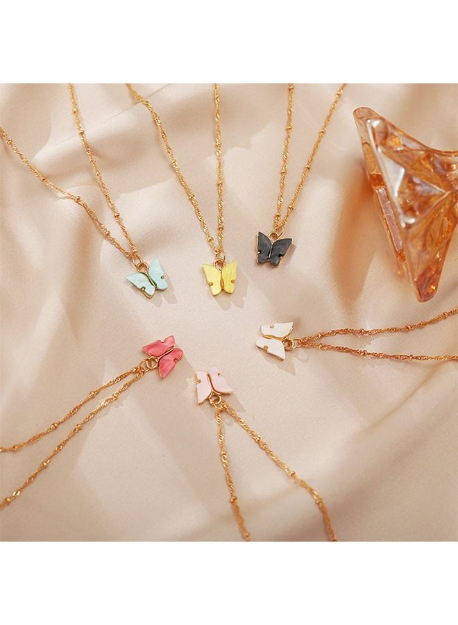 Ant 6-Piece Dainty Butterfly Pendant Necklace Set for Women Girl, Minimalist Personalized Clavicle Chain Jewelry (Multiple Colors)  - Image 5