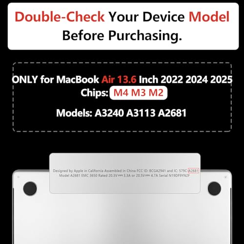 TWOLSKOO for M4 MacBook Air 13.6 inch Case 2025-2022 Release M4 A3240 M3 A3113 M2 A2681, Plastic Hard Shell & Trackpad Film & Keyboard Cover & Screen Film for MacBook Air 13.6", Serria Blue - Image 2