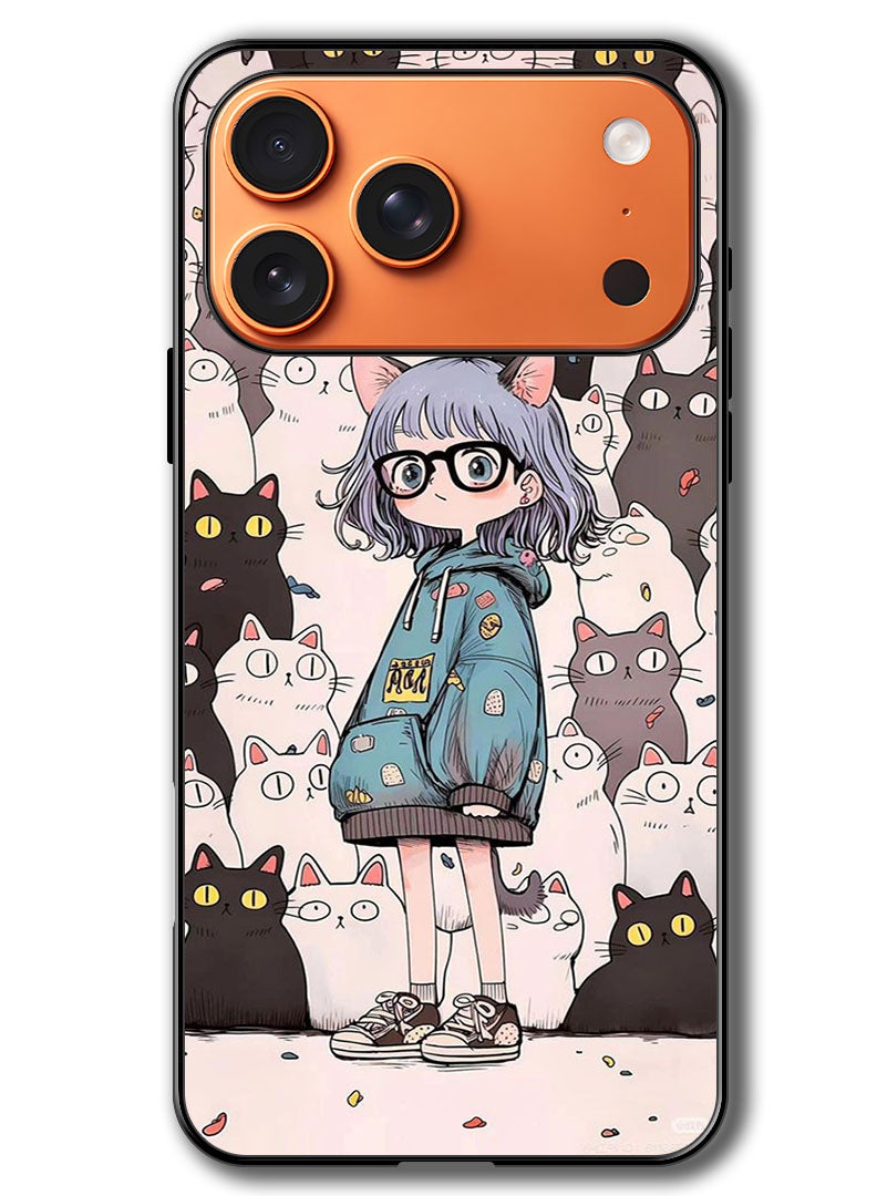 Theodor Case Compatible with Apple iPhone 17 Pro Max 6.9 Inch Protection Shockproof Bumper Cover Cats & Girl - Image 1