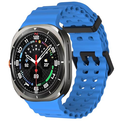 EANWireless Compatible for Samsung Galaxy Watch 7 Ultra Band 47mm, Soft Ocean Silicone Sport Strap Women Men Replacement Accessory Fit for Samsung Galaxy Watch Ultra Band,Ocean Blue - Image 1