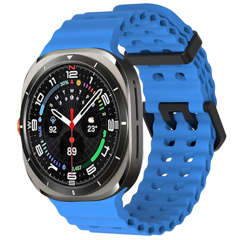 EANWireless Compatible for Samsung Galaxy Watch 7 Ultra Band 47mm, Soft Ocean Silicone Sport Strap Women Men Replacement Accessory Fit for Samsung Galaxy Watch Ultra Band,Ocean Blue - Image 4