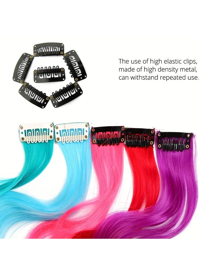 5pcs LuxeHair Women'S Curly Wave Clip-In Hair Extensions, High-Temperature Fiber Synthetic Streaks, Strong Elastic Snap Clips, No Shedding, Tangle-Free, for Party and Daily Use
