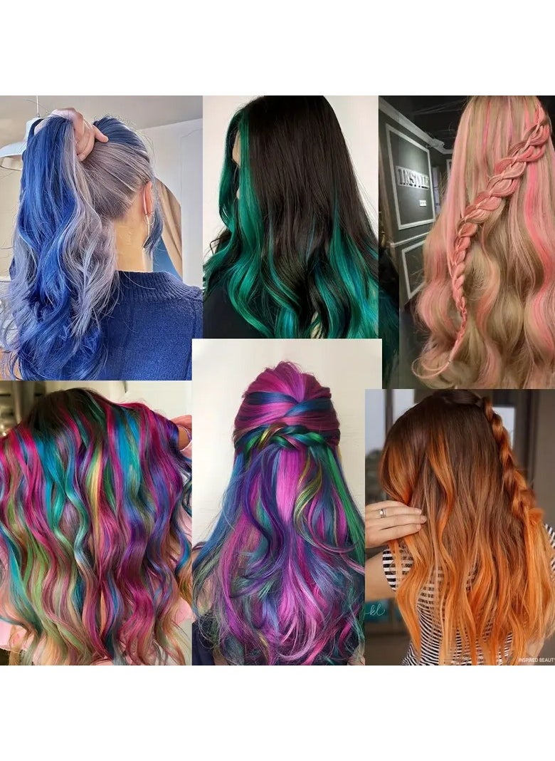 5pcs LuxeHair Women'S Curly Wave Clip-In Hair Extensions, High-Temperature Fiber Synthetic Streaks, Strong Elastic Snap Clips, No Shedding, Tangle-Free, for Party and Daily Use